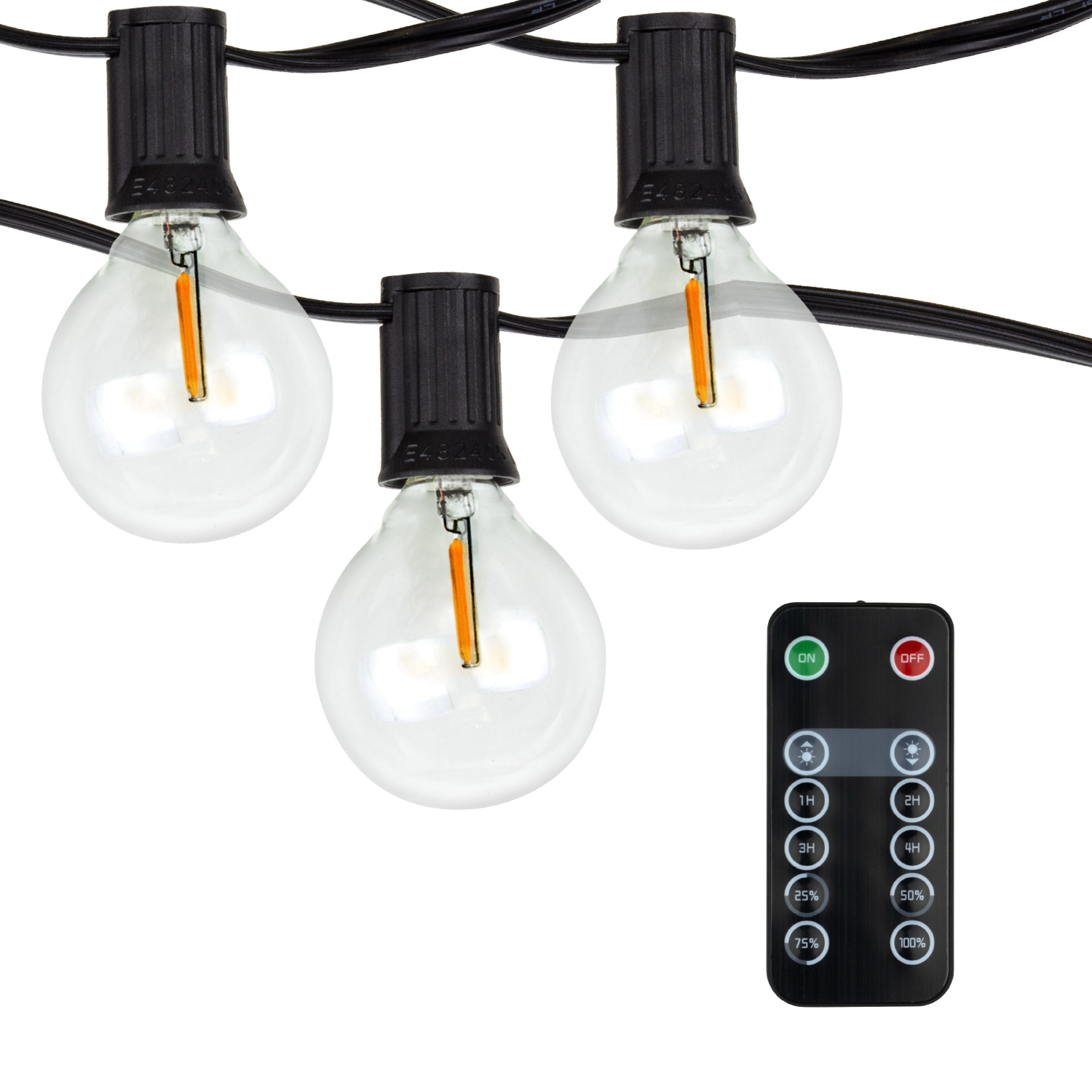 50 ft LED Globe Party String Lights with Wireless Remote Dimmer
